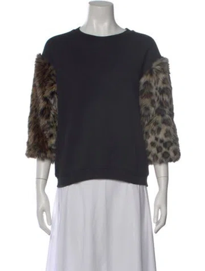 Pre-owned Harvey Faircloth Animal Print Crew Neck Top In Black