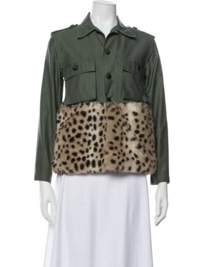 Pre-owned Harvey Faircloth Animal Print Utility Jacket In Green