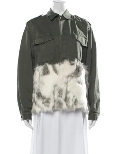 Pre-owned Harvey Faircloth Animal Print Utility Jacket In Green