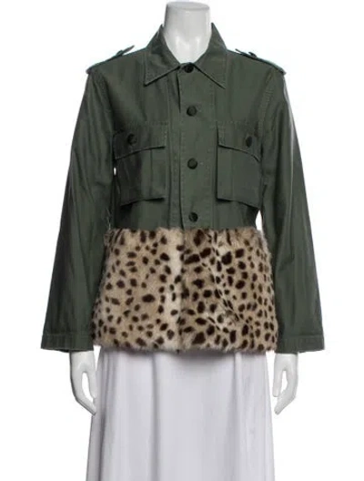 Pre-owned Harvey Faircloth Animal Print Utility Jacket In Green