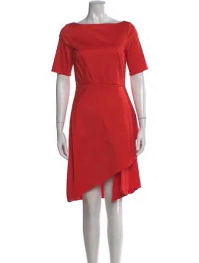 Pre-owned Harvey Faircloth Bateau Neckline Knee-length Dress In Orange