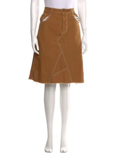 Pre-owned Harvey Faircloth Colorblock Pattern Knee-length Skirt In Brown