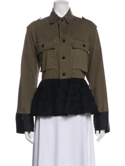 Pre-owned Harvey Faircloth Colorblock Pattern Utility Jacket In Green