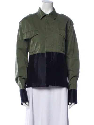 Pre-owned Harvey Faircloth Colorblock Pattern Utility Jacket In Green