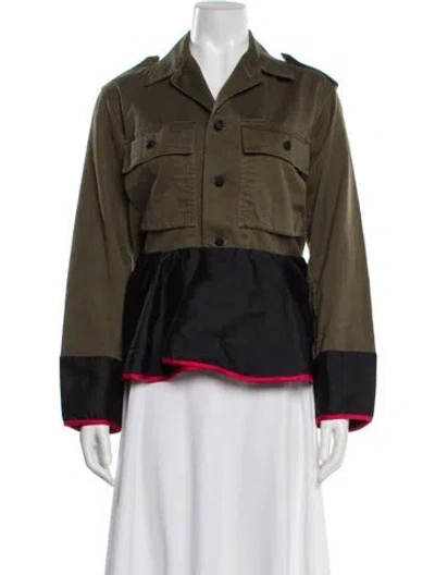 Pre-owned Harvey Faircloth Colorblock Pattern Utility Jacket In Green