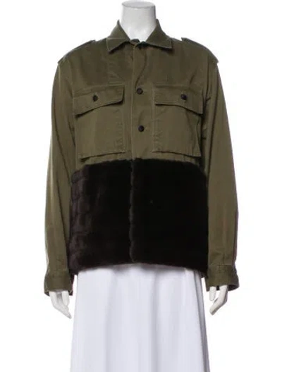 Pre-owned Harvey Faircloth Colorblock Pattern Utility Jacket In Green