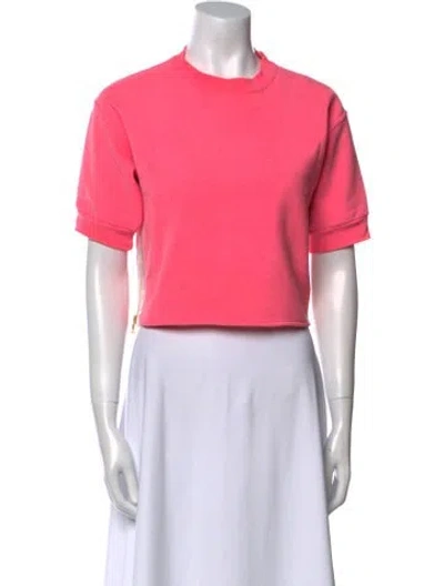Pre-owned Harvey Faircloth Crew Neck Short Sleeve Crop Top In Pink