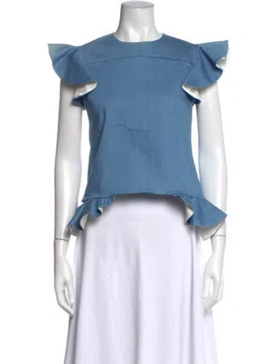 Pre-owned Harvey Faircloth Crew Neck Short Sleeve Top In Blue