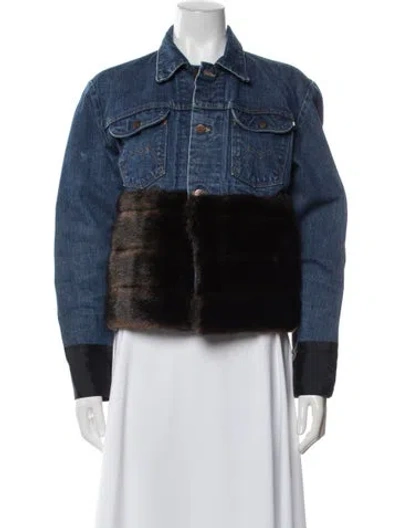 Pre-owned Harvey Faircloth Denim Jacket In Blue/brown