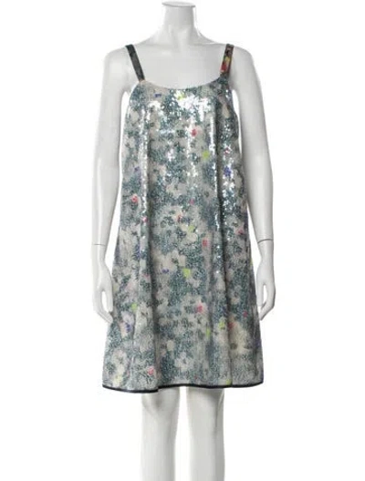 Pre-owned Harvey Faircloth Floral Print Mini Dress In Blue