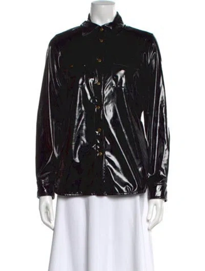 Pre-owned Harvey Faircloth Long Sleeve Button-up Top In Black