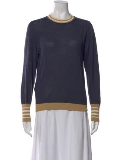 Pre-owned Harvey Faircloth Patterned Bateau Neckline Sweater In Blue