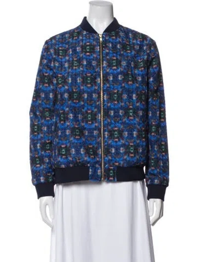 Pre-owned Harvey Faircloth Patterned Bomber Jacket W/ Tags In Blue