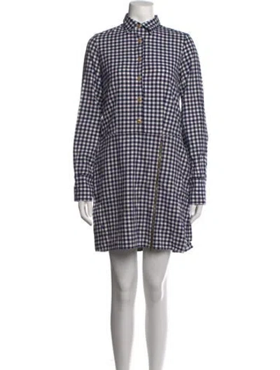 Pre-owned Harvey Faircloth Plaid Print Mini Dress In Blue