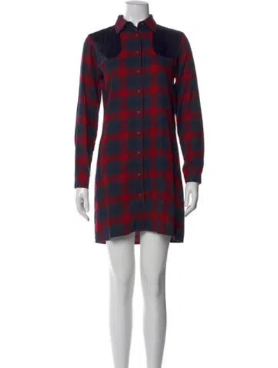 Pre-owned Harvey Faircloth Plaid Print Mini Dress In Red