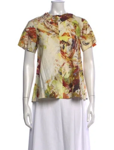 Pre-owned Harvey Faircloth Printed Crew Neck Top In Yellow