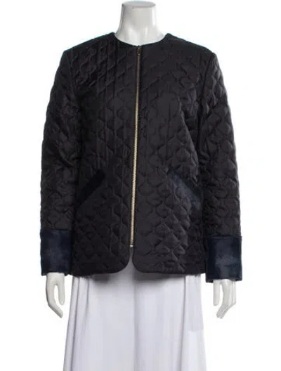 Pre-owned Harvey Faircloth Printed Fur Jacket In Blue