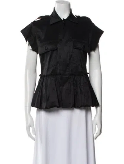 Pre-owned Harvey Faircloth Short Sleeve Blouse In Black
