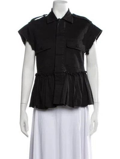 Pre-owned Harvey Faircloth Short Sleeve Blouse In Black