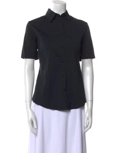 Pre-owned Harvey Faircloth Short Sleeve Button-up Top In Black