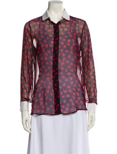 Pre-owned Harvey Faircloth Silk Printed Button-up Top In Multi