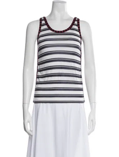 Pre-owned Harvey Faircloth Striped Crew Neck Top In White
