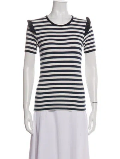 Pre-owned Harvey Faircloth Striped Crew Neck T-shirt In White