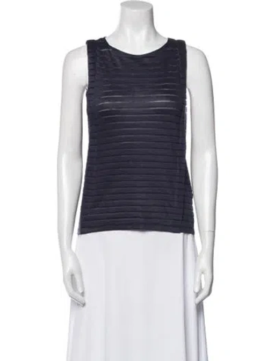 Pre-owned Harvey Faircloth Striped Scoop Neck Top In Blue