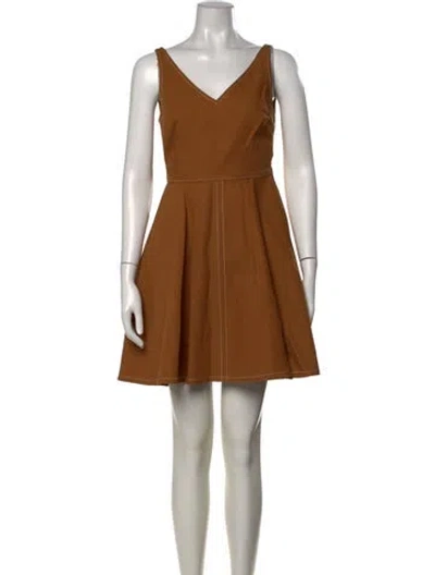 Pre-owned Harvey Faircloth V-neck Mini Dress W/ Tags In Brown