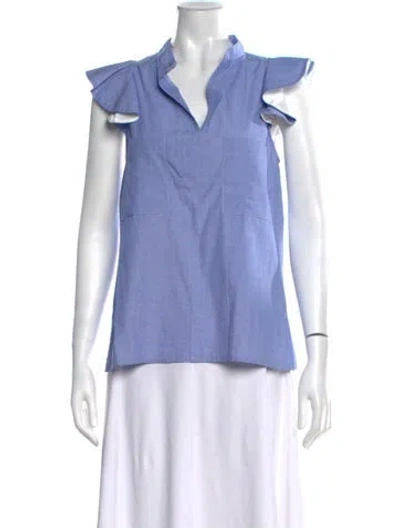 Pre-owned Harvey Faircloth V-neck Sleeveless Top In Blue