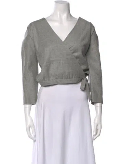 Pre-owned Harvey Faircloth Wool V-neck Top In Gray