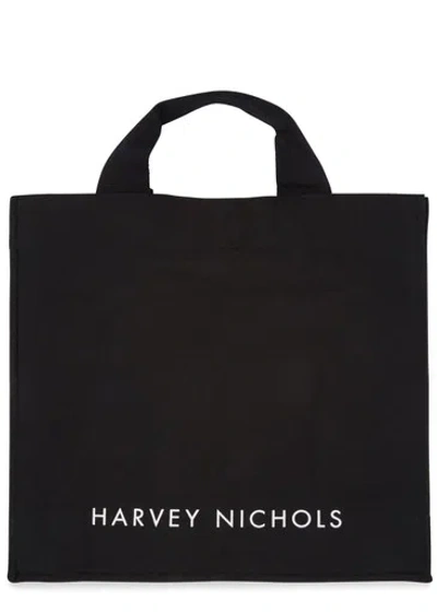 Harvey Nichols Short Handle Black Canvas Tote Bag