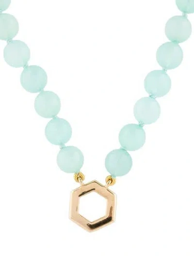 Pre-owned Harwell Godfrey 18k Chalcedony Bead Foundation Necklace, 18.5" In Blue