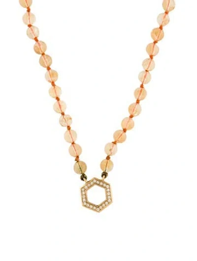 Pre-owned Harwell Godfrey 18k Citrine & Diamond Foundation Bead Necklace, 20" In Multi