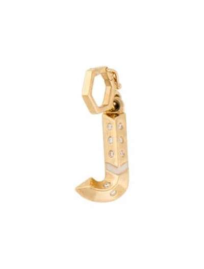 Pre-owned Harwell Godfrey 18k Diamond & Enamel Initial Pendant Enhancer In White