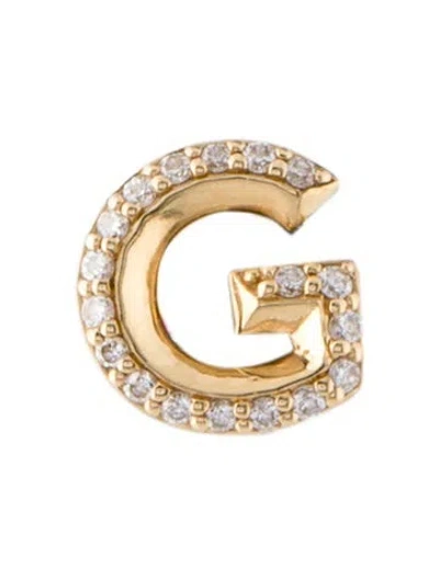 Pre-owned Harwell Godfrey 18k Diamond Knife Edge 'g' Initial Single Stud Earring In Multi