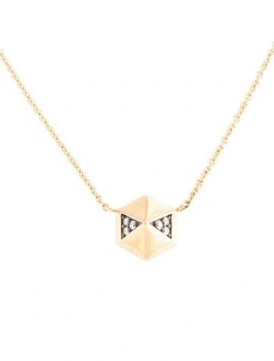 Pre-owned Harwell Godfrey 18k Diamond Pyramid Stud Pendant Necklace, 16" In Multicolor