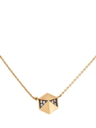 Pre-owned Harwell Godfrey 18k Diamond Pyramid Stud Pendant Necklace, 18.5" In Clear