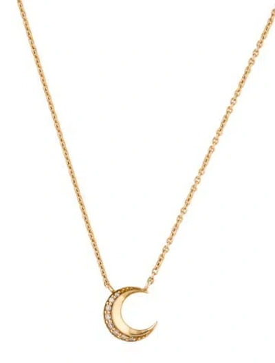 Pre-owned Harwell Godfrey 18k Diamond Tiny Moon Pendant Necklace, 18" In Multicolor