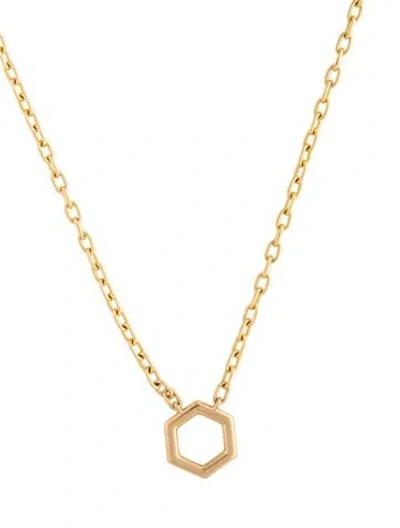 Pre-owned Harwell Godfrey 18k Mini Hexagon Pendant Necklace, 18" In Multicolor