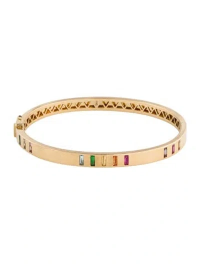 Pre-owned Harwell Godfrey 18k Multistone Bangle Bracelet, 6.5" In Multicolor