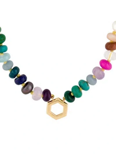 Pre-owned Harwell Godfrey 18k Multistone Rainbow Bead Foundation Pendant Necklace, 18"