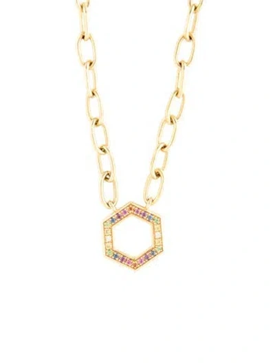 Pre-owned Harwell Godfrey 18k Multistone Rainbow Foundation Pendant Necklace, 18.5"