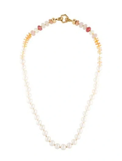 Pre-owned Harwell Godfrey 18k Pearl, Mother Of Pearl & Multi-stone Bead Necklace, 18"