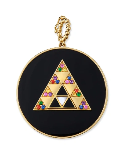 Harwell Godfrey 18k Stone Inlay Triangle Medallion, Mother-of-pearl In Black