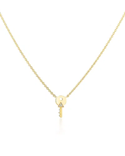 Harwell Godfrey 18k Yellow Gold 1975 Diamond Accent Tiny Key Pendant Necklace, 16-18