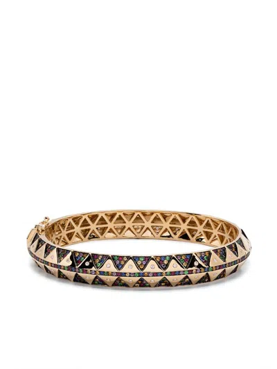 Harwell Godfrey 18kt Yellow Gold Chubby Rainbow Diamond Bangle Bracelet In Gold