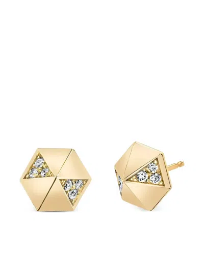 Harwell Godfrey 18k Yellow Gold Diamond Pyramid Earrings