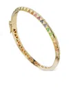 Harwell Godfrey 18k Yellow Gold Knife Edge Rainbow Multi-stone Bangle In Gold