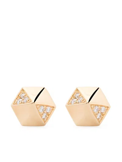 Harwell Godfrey 18kt Yellow Gold Pyramid Diamond Stud Earrings